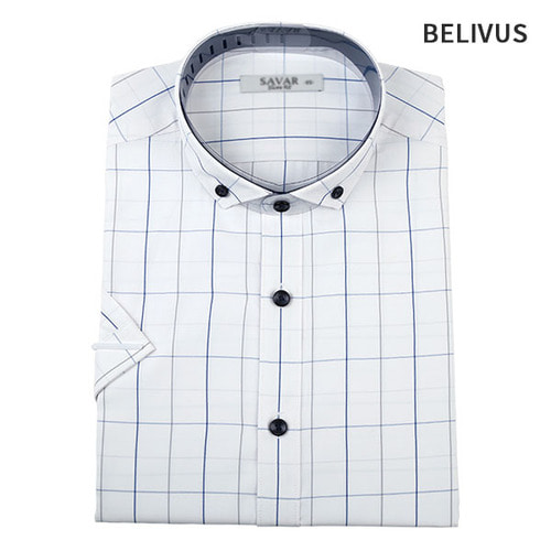 빌리버스 남자셔츠 BSV010 체크 와이셔츠 남자정장셔츠 반팔셔츠