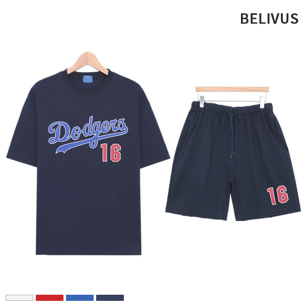 빌리버스 남성 셋업 BFW002 남자 여름 반팔 티셔츠 밴딩 반바지 세트